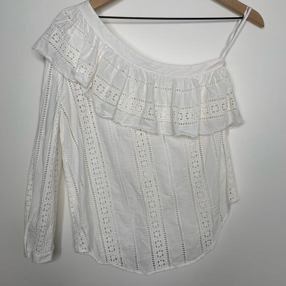 Veronica Beard Cruz Eyelet One Shoulder Top Womens Size 6 - Picture 6 of 16